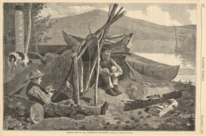 Camping ute i Adirondack-fjellene, fra Harper av Winslow Homer