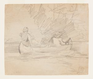 Kano med tre menn av Winslow Homer