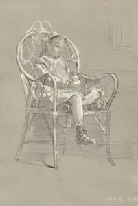 Barn sitter i kurvstol, 1874 av Winslow Homer