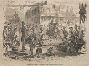Corner Winter, Washington og Summer Streets, Boston, 1857. av Winslow Homer