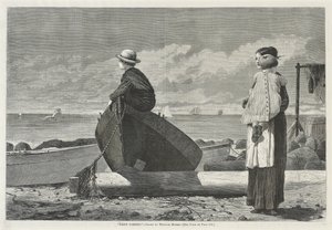 Dads Coming!, 1. november 1873 (tregravering på avispapir) av Winslow Homer