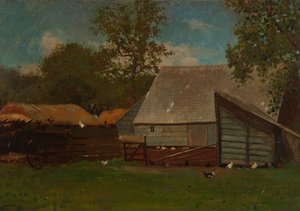 Gårdsplass med ender og høner av Winslow Homer
