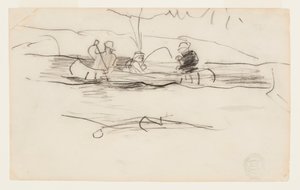Fisker og to andre menn i en kano av Winslow Homer