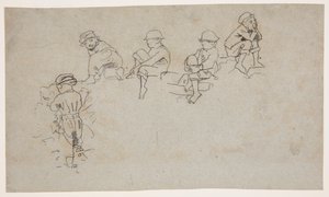 Fem skisser av unge gutter av Winslow Homer