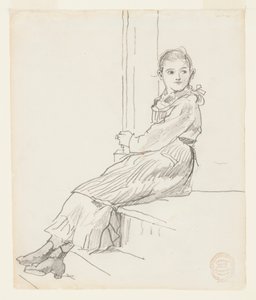 Jente sitter på en verandatrapp av Winslow Homer