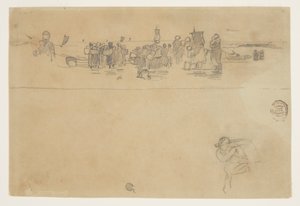Grupper av kvinner på stranden, Cullercoats, England av Winslow Homer