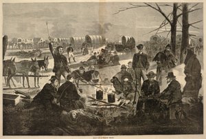 Stopp av et vogntog, fra Harper#39;s Weekly, 6. februar 1864 av Winslow Homer