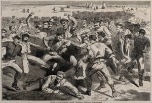 Ferie i leir - Soldater som spiller fotball, 1865. av Winslow Homer
