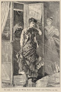 En storm av vind, regn og sjøsprøyt kom - og Portia, fra The Galaxy, desember 1869 av Winslow Homer