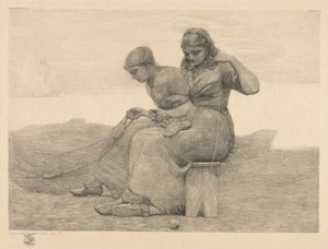 Mending the Tears, 1888. av Winslow Homer