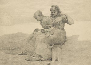 Mending the Tears, 1888, sannsynligvis trykt ca. 1940 av Winslow Homer