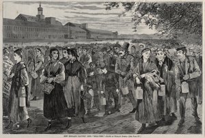 New England Factory Life - Bell-Time, 1868. av Winslow Homer