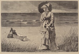 On the Beach - Two are Company, Three are None, utgitt 1872. av Winslow Homer