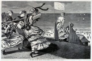 På stupet ved Long Branch, ved badetimen, fra Harper#39;s Weekly, 6. august 1870 av Winslow Homer