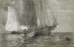 Skonnert ved anker, 1884 av Winslow Homer