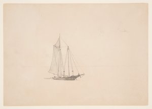 Skonner med jolle av Winslow Homer