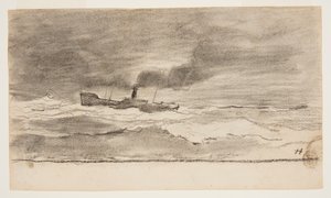 Havlandskap med fisketråler, Cullercoats, England av Winslow Homer