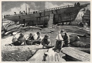 Skipsbygging, Gloucester Harbor, 1873. av Winslow Homer