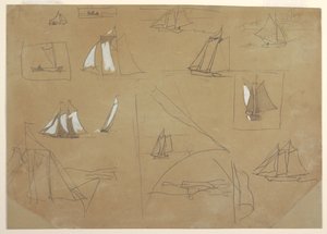 Skisser av seilbåter av Winslow Homer