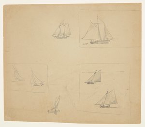 Skisser av seilfartøy av Winslow Homer
