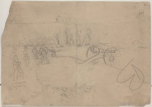 Soldater og kanoner [verso], 1862. av Winslow Homer