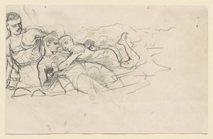 Stående mann som ser mot to druknende figurer (studie til Understrøm) av Winslow Homer