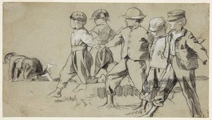 Studie for «Snap the Whip» av Winslow Homer