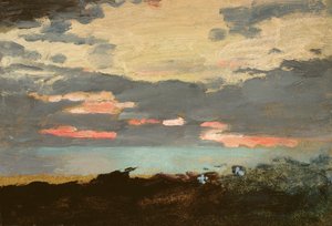 Solnedgang, Saco Bay av Winslow Homer