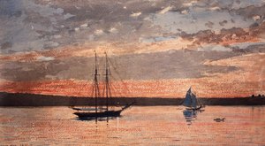 Solnedgang ved Gloucester av Winslow Homer