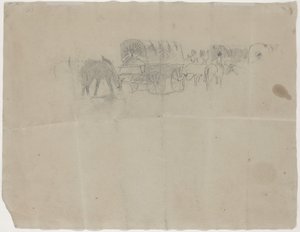 Forsyningstog og muldyr [verso] av Winslow Homer