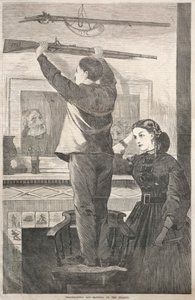 Thanksgiving Day - Hanging up the Musket, 1865. av Winslow Homer