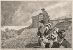 Slaget ved Bunker Hill - Se kampen fra Copps Hill, i Boston, 1875. av Winslow Homer