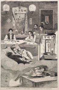 Kineserne i New York - Scene i et Baxter Street Club-House, 1874. av Winslow Homer