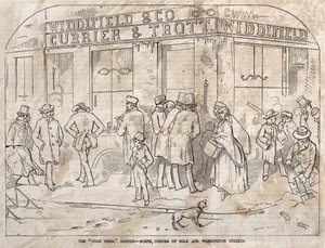 The Cold Term, Boston - Scene, Corner Milk and Washington Streets, 1858. av Winslow Homer