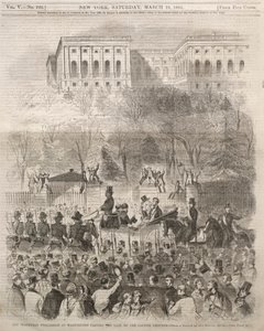 Innvielsesprosesjonen i Washington passerer porten til hovedstadsområdet, 1861. av Winslow Homer