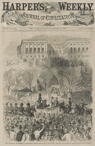 Innvielsesprosesjonen i Washington passerer porten til Capitol Grounds (Fra en skisse av vår spesielle kunstner), 1861 (tregravering) av Winslow Homer