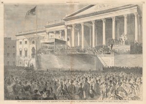 Innsettelsen av Abraham Lincoln som president i USA, ved Capitol, Washington, 4. mars 1861; fra Harper av Winslow Homer