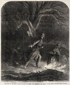 Piketten fra det tiende Indiana-regimentet oppdager opprørernes tilnærming.... av Winslow Homer