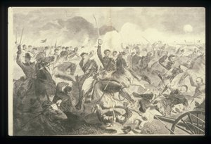 The War For The Union 1862 - A Cavalry Charge (tregravering) av Winslow Homer