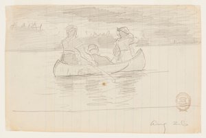Tre menn i en kano, Il Manigne, Quebec av Winslow Homer