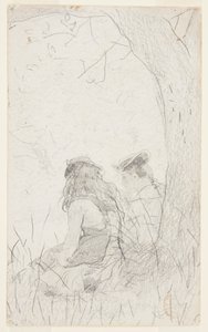 To jenter sitter på en bank av Winslow Homer