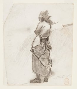 Kvinne ser ut mot havet, Cullercoats, England av Winslow Homer