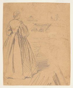Kvinne som står foran et piano av Winslow Homer