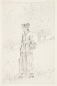 Ung kvinne som bærer en kurv av Winslow Homer