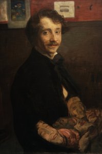 Selvportrett med masker av Wojciech Weiss