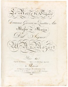 Omslag til partituret The Marriage of Figaro lekende drama i fire akter, Mellom 1806 og 1810. av Wolfgang Amadeus Mozart