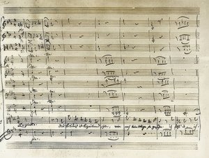 Håndskrevet skrift av begynnelsen av Taminos portrettarie fra Tryllefløyten. Transkripsjon av notater. 1791