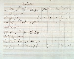 Side med partituret til Symphony NO. 8 i D-dur, av Mozart (1768) av Wolfgang Amadeus Mozart
