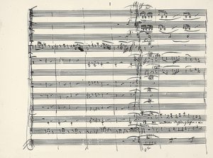 Wolfgang Amadeus Mozart (1756-1791) østerriksk komponist. Autograf på slutten av ildmusikken og begynnelsen på duetten Paminas og Taminos (Vi gikk gluten gjennom ilden) fra Tryllefløyten. 1791 av Wolfgang Amadeus Mozart