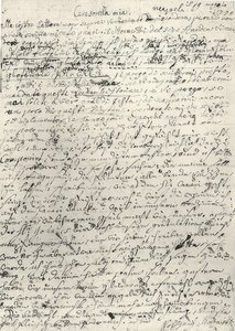Wolfgang Amadeus Mozart (1756-1791) østerriksk komponist. Håndskrevet brev til søsteren Nannerl. Napoli 19. mars 1770 av Wolfgang Amadeus Mozart